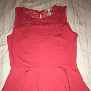 Flare Coral top with lace top section